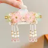 Horquilla floral estilo antiguo para niños, horquilla de princesa tradicional, horquilla con borla estilo chino para niñas pequeñas, accesorio para el cabello Hanfu para niñas