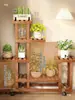 Estante de Flores de Madera Maciza Anticorrosión para Balcón Sala de Estar Multicapa de Pie Móvil Maceta para Suculentas Estante de Almacenamiento de Plantas Escalada para Gatos