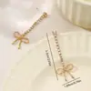 Brincos Femininos Europeus e Americanos Transfronteiriços Mais Vendidos Elegantes e Charmosos Metal Flash Diamante Longo Estilo Ins Borla Laço