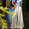 Pantalones vaqueros negros anchos vintage de principios de otoño para mujer, de tiro alto, corte holgado, adelgazantes, plisados, acampanados hasta el suelo