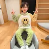 Otoño e Invierno Franela Solapa Forro Polar Botones Ropa de Casa para Niños Traje de Dibujos Animados Pijama de Niños Terciopelo de Coral Engrosado