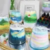 Vela de Pintura con Arena Paisaje Creativo Taza de Pintura al Óleo Cera Hecho a Mano Arena de Colores Flor de Hielo Cera DIY Herramienta de Aromaterapia sin Llama Paquete de Materiales
