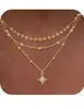 Collar de Círculos Irregulares Multicapa Transfronterizo Cobre Electrochapado Oro Real de 14K Gargantilla Apilada Joyería para Mujer