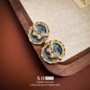 Pendientes de Botón Redondos de Mariposa Esmaltados Vintage de Aguja Plateada para Mujer, Pendientes de Estilo Nicho Retro Francés con un Toque de Alta Gama y Personalidad Única