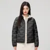 Nova Jaqueta Leve de Penas Feminina Inverno 90 Penugem de Pato Branco Jaqueta Shell Forro Casual Quente com Capuz Casaco de Penas Masculino