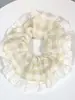 Elástico de Cabelo Scrunchie Listrado com Renda Estilo Coreano para Mulheres, Acessório de Cabelo Suave e Elegante, Elástico de Cabelo Scrunchie Estilo Coreano