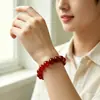 Pulsera de Cristal Natural, Simple de un Solo Círculo con Cuentas Redondas Joyería Transfronteriza, Joyería Estilo Pareja de Ágata Roja, Pulseras de Cristal para la Mano