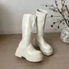 Nuevas Botas Altas de Mujer Francesas para Otoño Negras Adelgazantes Botas Altas Suela Gruesa Botas de Jinete Adelgazantes