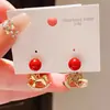 Pendientes Mecedora Redondos de Circonita con Baño de Oro Real de 18K Estilo Lujo Ligero, Pendientes Únicos Creativos de Nicho de Gama Alta para Mujeres