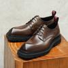 [Exclusivo VIP] Zapatos Retro de Cuero para Hombre Cuero Genuino Pulido Estilo Británico Negocios Casual Suela Gruesa Aumentadores de Altura Zapatos Derby
