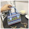 Bolso de hombro portátil de estilo étnico transfronterizo de comercio exterior 2023, bolso cruzado de moda con cuadros ondulados, bolso cuadrado pequeño, bolso cheongsam tejido