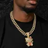 Collar con Colgante de Gato Animal Dibujo Animado Tridimensional Estilo Hip Hop Cadena Cubana Completa de Diamantes Transfronterizo para Hombre Europeo y Americano