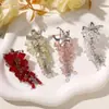 Pendientes de Flor de Iris de Metal de Cristal con Borlas de Moda de Lujo Ligero Estilo Ins Pendientes de Nicho Frescos y Elegantes para Mujer