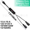 American Standard con interruptor impermeable, cable de extensión corto y resistente de 1875 W, color negro, Tian Tai
