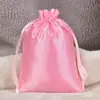 Bolsa de Cetim Imitação de Seda Bolsa com Cordão Presente Joias Peruca Bolsa de Armazenamento à Prova de Poeira Em estoque Atacado