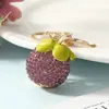 Llavero de Fruta Mangostán Lindo y Fresco de Aleación de Zinc Colgante Creativo para Mochila con Incrustaciones de Diamante Llavero para Coche Venta al por Mayor