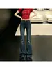 Jeans acampanados de tiro alto, corte slim, color azul oscuro, nuevo modelo 2026, pantalones largos adelgazantes de verano para mujer, estilo coreano chic