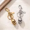 Estilo Punk Calavera 3D Llavero de Metal Encanto de Bolso de Moda Genial para Hombres y Mujeres Nicho Retro Colgador de Llaves de Coche Decoración
