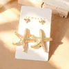 Brincos de concha de estrela-do-mar estilo europeu e americano transfronteiriços para mulheres, nicho INS, conjunto de brincos de pérola para férias na praia, fabricantes, atacado
