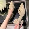 Zapatos de Salón Rojos de Punta Fina Estilo Chanel Zapatos de Noche de Hada Europeos para Mujer Nuevos Tacones Altos Franceses 2025 Suaves