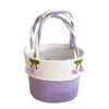Cesta de Picnic de Cuerda de Algodón con Asas, Cesta Floral Tejida a Mano para Frutas, Bocadillos y Picnic al Aire Libre