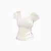 Camiseta Sexy de Gola V com Manga Curta, Puro Encanto de Garota Popular para Mulheres, Novo Estilo Verão 2026, Top de Malha Emagrecedor que Marca a Cintura