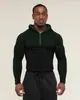 Camisa esportiva de manga comprida masculina GYMSHARK/ONYX5, com zíper parcial, justa, de secagem rápida, respirável, em estoque na fábrica, transfronteiriça