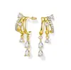 Pendientes de Zirconia con Borla Corta en Forma de Gota Transfronterizos Europeos y Americanos Nuevo Producto Diseño de Nicho de Moda Lujo Ligero Exquisitos Pendientes para Mujer