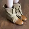 Botines de Tobillo con Cordones Redondos Patchwork Retro Lazo Mujer 2026 Nueva Tendencia Adelgazantes Versátiles Botas Vaqueras Botas de Moda