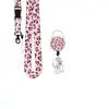 Porta credencial retráctil de fácil extracción en stock del fabricante Estampado de leopardo Epoxi Clip giratorio para credencial Cordón para credencial de identificación de fábrica Venta al por mayor