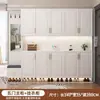 Zapatero de madera maciza para la entrada, zapatero para la entrada del hogar con asiento, zapatero vertical de almacenamiento integrado de gran capacidad montado en la pared