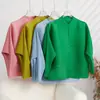 Blusa Plissada Feminina Casual Design de Nicho Manga Morcego Miyake Solta Tamanho Grande Slim-fit Camisa Casaco Curto