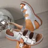 Sandalias de Playa de Estilo Nuevo con Correa Única y Hebilla Gruesa para Mujer, Estilo Europeo y Americano, Talla Grande, Hebilla, Punta Abierta