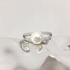 Ins Internet Celebrity K Gold Craft Simples AAA Zircon Natural Anel de Pérola de Água Doce Abertura 18K Anel de Ouro Jóias