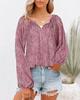 2022 outono e inverno cross-border novo Amazon desejo venda quente V-neck lace-up pontilhado top de mangas compridas