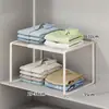 Prateleira Organizadora em Camadas para Bancada de Guarda-Roupa, Rack de Armazenamento para Empilhar Roupas, Divisória Retrátil, Artefato de Armazenamento Dentro do Armário