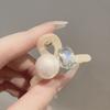 Coreia do Sul Dongdaemun 2024 Início do Verão Novo Rosa Branco Pérola strass Bangs Hair Grab Quebrado Frente Hair Clip Grab Clip