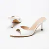 Sandalias de Tacón Alto Elegantes Versátiles de Moda Europea y Americana de Lujo Ligero Transfronterizas con Punta Abierta y Punta Fina para Mujer con Tacón Delgado y Diseño Simple de Correa Única