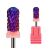 Punta Morada de Acero de Tungsteno para Pulir Uñas para Remover Esmalte en Gel, Dientes Cruzados Trapezoidales, Adecuada para Manos Izquierdas y Derechas, Punta Cilíndrica Lisa de Acero de Tungsteno 5Xc4Xc