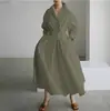 Vestido Cruzado Europeo y Americano 2026 Estilo Nuevo Casual de Oficina Moda Cuello Polo Manga Larga con Cintura Elástica y Dobladillo Amplio
