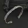 Nuevas Pulseras Retro Plateadas para Hombres y Mujeres, Pulseras Ajustables con Apertura de Giro Personalizada, Pulseras Hip-Hop Desgastadas