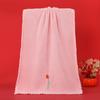 Presente de casamento toalha absorvente de fleece de coral 35*75 cartão com laço toalha quadrada joy cor vinho presente para mão