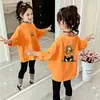 Camiseta de manga larga de algodón puro para niñas, nueva y elegante para primavera y otoño, camiseta básica versátil para niños, top de moda casual para niñas
