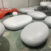 Banqueta de Fibra de Vidro com Aparência de Pedra e Pedras para Shoppings, Parques ao Ar Livre, Assento Oval Criativo Artístico para Lazer