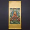 Estatua de Buda Shakyamuni Lienzo Thangka de Tíbet Estilo Vajrayana Tara Verde Bordado Pintura del Salón Central Rey Gesar