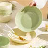 Cuencos y Platos Espesos de Color Bajo Esmalte de Grado Alimenticio Estilo Crema para Uso Doméstico, Platos de Cerámica de Alta Estética, Platos de Cena de Moda