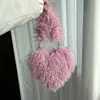 Nuevo estilo imitación lana tostada bolsa de amor bolsa de cadena portátil bandolera para mujer dulce fresca chica popular princesa bolsa de axila Bolsa de felpa