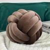 Almohada nórdica Ins, almohada de bola de nudo de cuerda de tres hilos, almohada de terciopelo dorado tejida a mano, cojín de ventana salediza con nudo