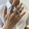 Anéis Europeus e Americanos de Venda Quente Transfronteiriça Conjunto de Anéis Crânio Escuro Aranha Anel Retrô Joias Estilo Punk Acessórios de Joias Novo