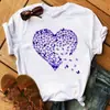 Top Nuevo de Verano 2025 de Manga Corta con Estampado de Corazones Camiseta de Cuello Redondo para Mujer